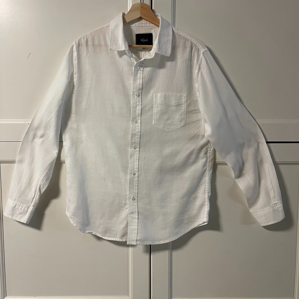 Rails White Cotton Long Sleeve Button Down Shirt Gauze Texture Pocket Womens M